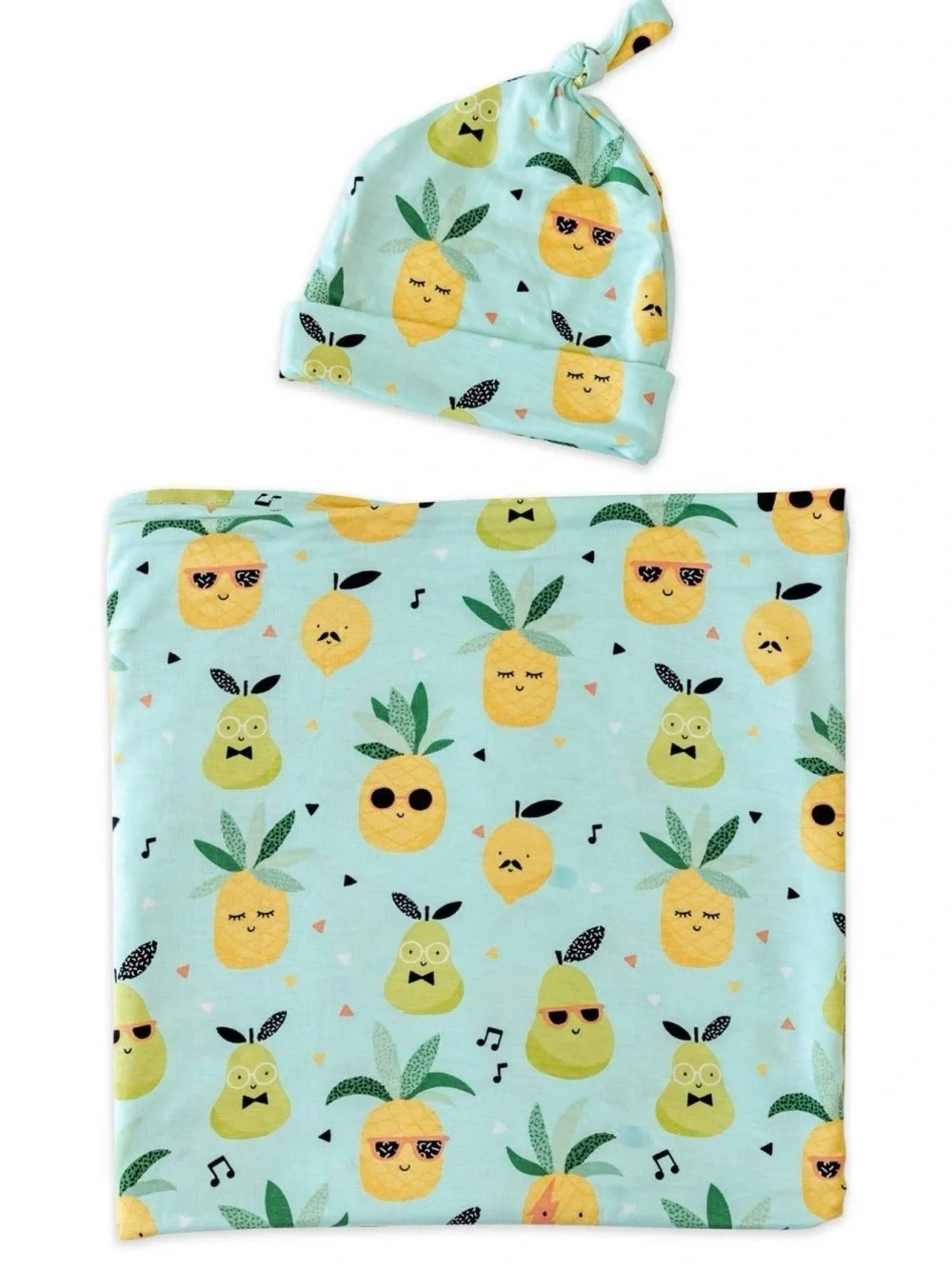 Little Sleepies Pineapples Bamboo Swaddle & Knotted Hat Set